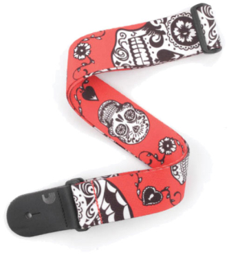 D'ADDARIO Sugar Skulls red Gitarrengurt