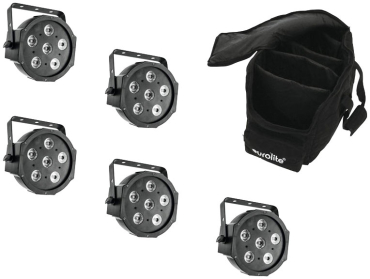 EUROLITE Set 5 x LED SLS-6 TCL Spot + Soft-Bag