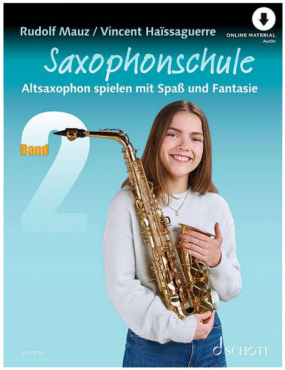 Saxophonschule, Altsaxophon spielen mit Spaß und Fantasie, Band 2, inkl. Online Audio Material, Rudolf Mauz