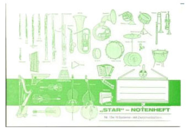 Notenheft STAR, 6 Systeme, mit unbedruckten Zwischenblättern