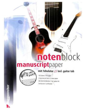 Notenblock, 5 Systeme, mit Tabulatur