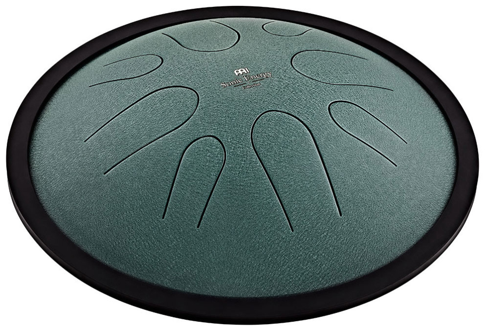 MEINL CSTD1DG Sonic Energy 10 Compact Steel Tongue Drum, H Moll, 8 Töne, 432 Hz, Dunkelgrün